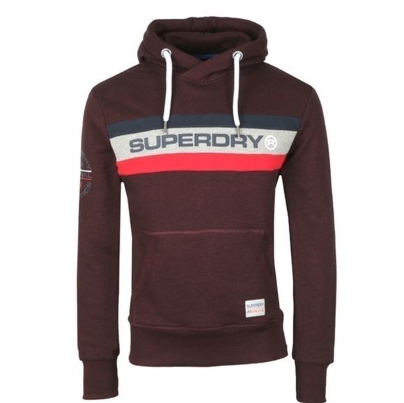 SuperDry- Mens Burgundy Trophy Hood Logo Hoodie Sz.Small - Picture 2 of 15